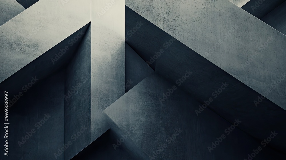 Poster abstract geometric shapes with a monochromatic color scheme, creating a minimalist and sleek backgro