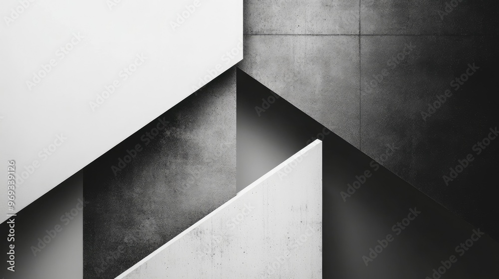 Poster abstract geometric shapes with a monochromatic color scheme, creating a minimalist and sleek backgro