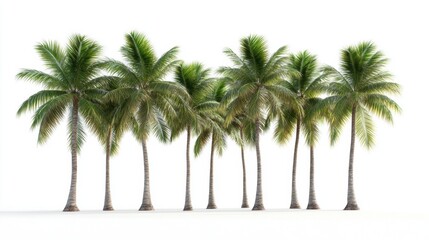 Vector illustration of coconut tree with leaf closeup view