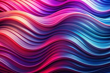 This image displays a colorful abstract wavy pattern with dynamic multicolored curves. The vibrant shades range from pink to blue, creating a mesmerizing visual effect
