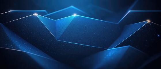 Abstract geometric background with blue tones and light effects.