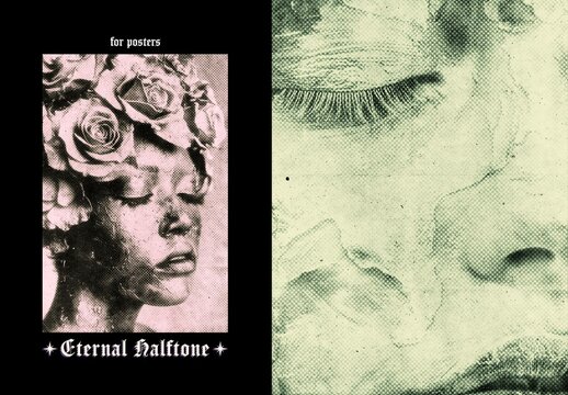 Eternal Halftone Poster Photo Effect Mockup
