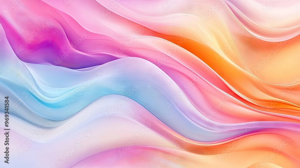 Poster Abstract wave patterns with soft curves and vibrant colors, creating a dynamic and energetic background.