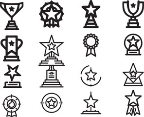 Star Award Line Icons vector