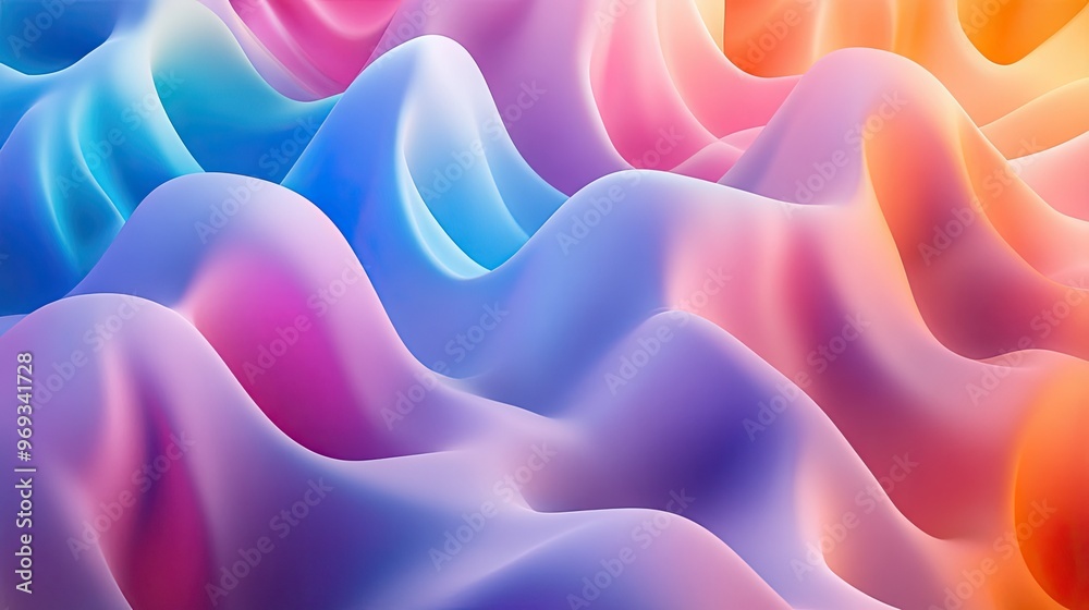 Poster Abstract wave patterns with soft curves and vibrant colors, creating a dynamic and energetic background.