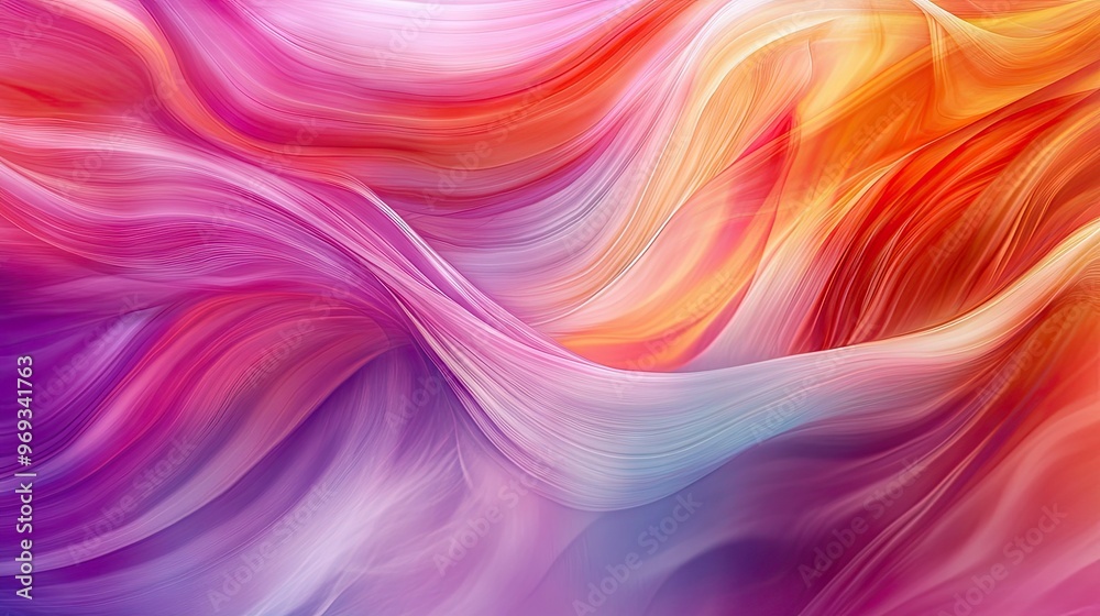 Poster Abstract wave patterns with soft curves and vibrant colors, creating a dynamic and energetic background.