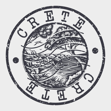 Crete Stamp Postal. Silhouette Seal. Passport Round Design. Vector Icon. Design Retro Travel. National Symbol.	