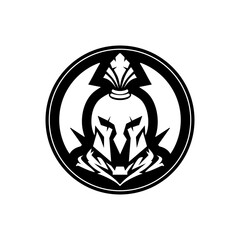 Spartan Soldier. Spartan helmet logo, Spartan shield and helmet vector illustration, Spartan Greek gladiator armor flat vector icon. Warrior shield logo.