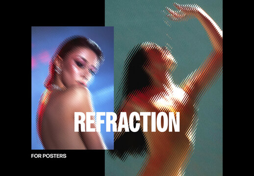 Refraction Glass Poster Photo Effect Mockup