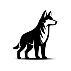 Obraz premium Black Silhouette Illustration of an Adorable Husky Dog Logo Symbol