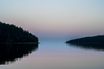 Fototapeta premium Scenic view of High coast archipelago in Sweden at sunset