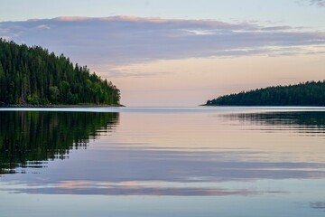 Scenic view of High coast archipelago in Sweden at sunset