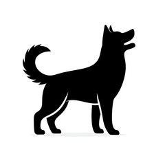 Obraz premium Loyal Black Dog Breed Silhouette Isolated On White Background