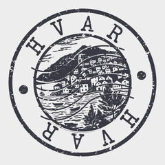 Hvar Stamp Postal. Silhouette Seal. Passport Round Design. Vector Icon. Design Retro Travel. National Symbol.	