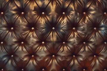 Fototapeta premium Elegant tufted leather surface with glossy texture and contrasting buttons, perfect for luxury interior design inspirations.
