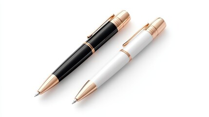 Elegant black and white pen set with golden accents, perfect for office or personal use, showcasing style and sophistication.