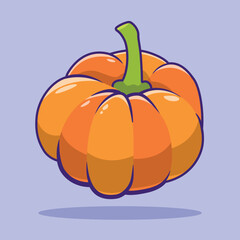 Vector Pumpkin Color Isolated of Vegetables Cartoon Design Icon Illustration