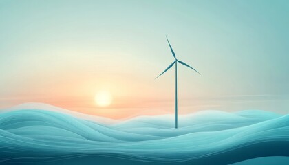 Obraz premium Sustainable Energy Concept - One Line Drawing of Eco-Friendly Wind Turbine with Editable Stroke on White Background with Copy Space for Text. Modern Illustration Showing Green Power Generation.