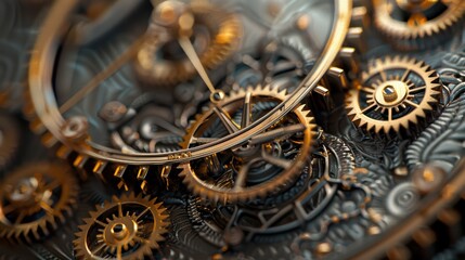 Intricate close-up of a vintage mechanical watch, showcasing detailed gear mechanisms and elegant craftsmanship.