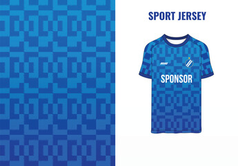 Sublimation design for sports jersey with a blue gradient pattern