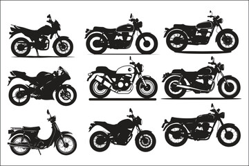 Obraz premium Sleek Motorcycle Silhouette Stock Vectors and Clipart Collection