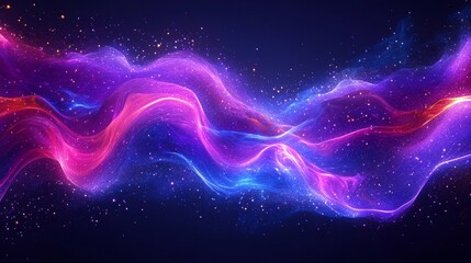 Obraz premium Luminous Purple Glow Abstract Wave Background with Copy Space for Text