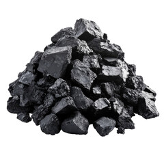 Fototapeta premium Pile of black coal rocks in natural setting isolated transparent background
