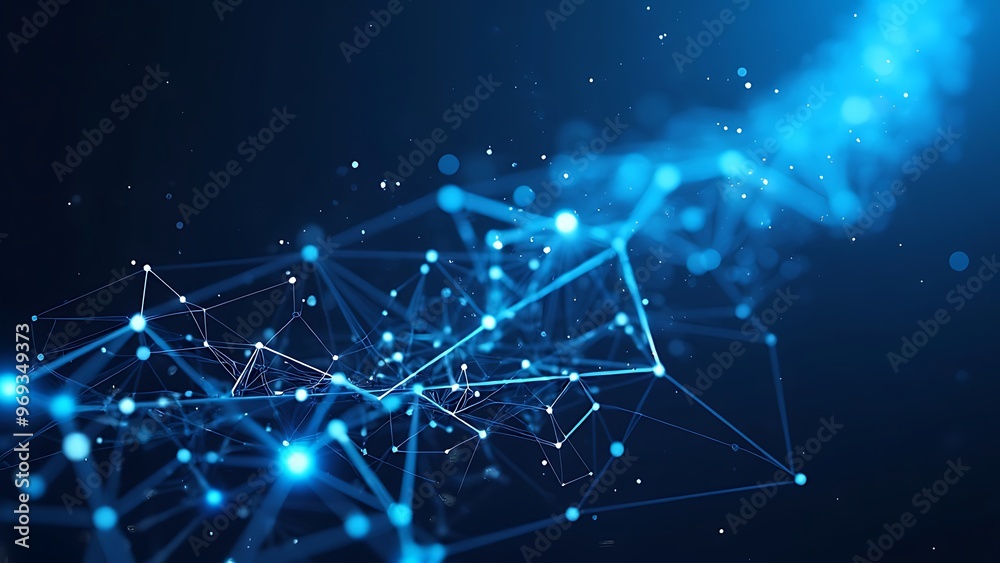 Wall mural abstract blue network connectivity background for tech and digital design.