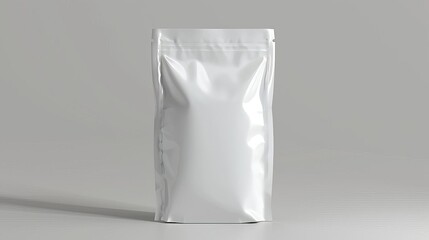 white ziplock packaging bag mockup isolated on grey product display 3d rendering