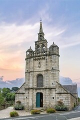 Fototapeta premium Scenic view of Saint-Jean-Baptiste church in Lezardrieux, Brittany