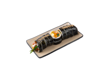 Korean style gimbap png photo with transparent background 투명 배경의 한국식 김밥 png 사진