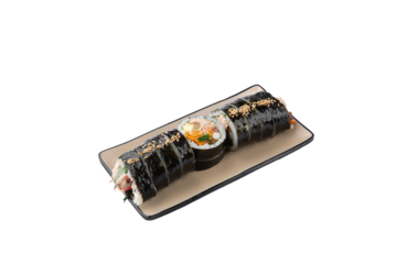 Korean style gimbap png photo with transparent background 투명 배경의 한국식 김밥 png 사진