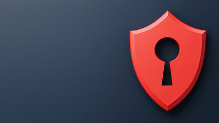 A red shield icon with a keyhole, symbolizing protection and security. Ideal for representing safety in digital or physical contexts.