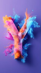 Fototapeta premium Colorful letter Y with paint explosion on