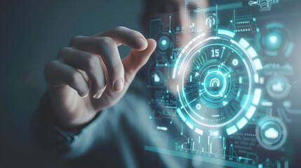 Project management concept, Planning the successful and efficient implementation of the project in the specified time period. Businessman touching project management icon on virtual screen