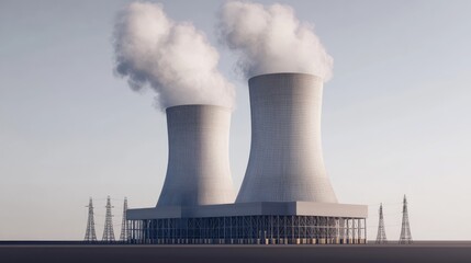 3d Nuclear power plant isolate on transparency background PNG