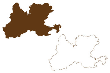 Obraz premium Waldshut district (Federal Republic of Germany, rural district, Baden-Wurttemberg State) map vector illustration, scribble sketch Waldshut map