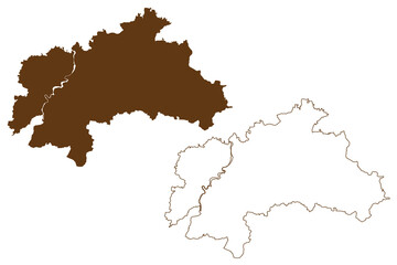 Fototapeta premium Weilheim-Schongau district (Federal Republic of Germany, rural district Upper Bavaria, Free State of Bavaria) map vector illustration, scribble sketch Weilheim-Schongau map