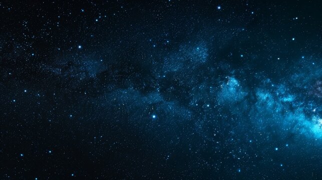 A mesmerizing view of the Milky Way galaxy with a vast expanse of stars against a dark blue night sky.