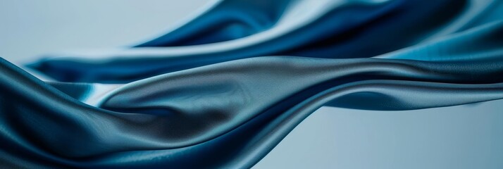 Obraz premium Abstract blue fabric flowing in the wind, soft and elegant, perfect for design backgrounds.