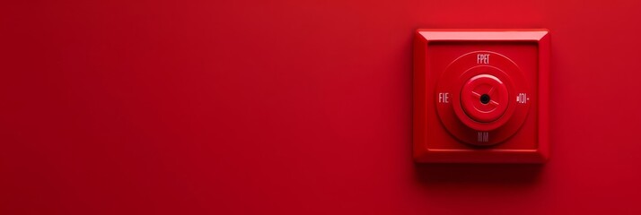 Closeup of a red fire alarm with blurred background.