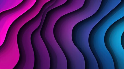 A vibrant abstract design featuring flowing waves in shades of pink, purple, and blue, creating a dynamic visual effect.