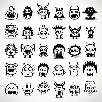 icon black and white Pictogramas for monster Created with Generative AI technology