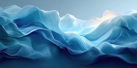 Obraz premium Abstract blue waves with smooth, flowing textures.