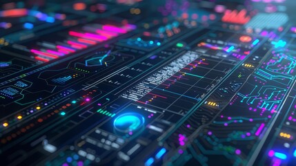 Fototapeta premium Machine learning model training on a large dataset with performance metrics displayed on a screen with copy space