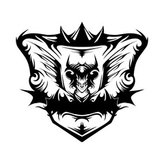 dracule with ornament logo design illustration in black and white