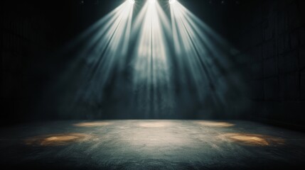 Obraz premium Two spotlights illuminate a dark, textured surface, creating a dramatic and mysterious atmosphere.