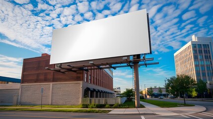 Fototapeta premium Blank Billboard Mockup Urban City Street Building Sky Advertising