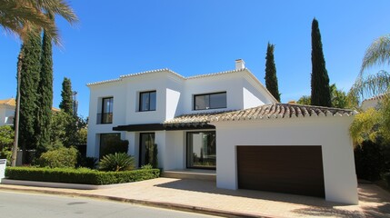 Stylish white exterior house design concept for a villa, or house concept design for a house.