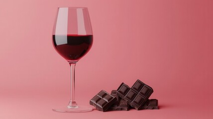 Glass of red wine with a side of dark chocolate, brainboosting treat, rich in flavonoids